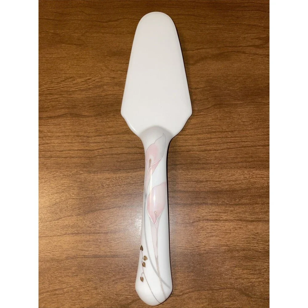 Vtg Mikasa Bellamy Pie Cake Server Lifter Bone China FX045 Pink Lily Japan MIJ
